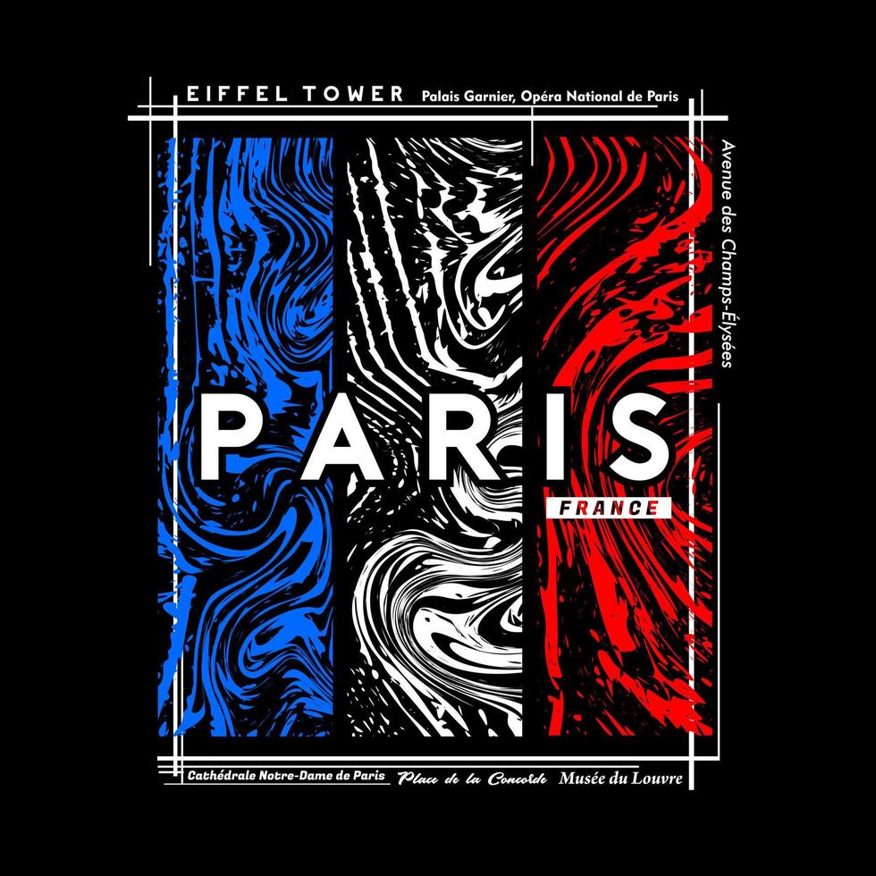 Paris t-shirt and poster graphic design in abstract style. Vector illustration