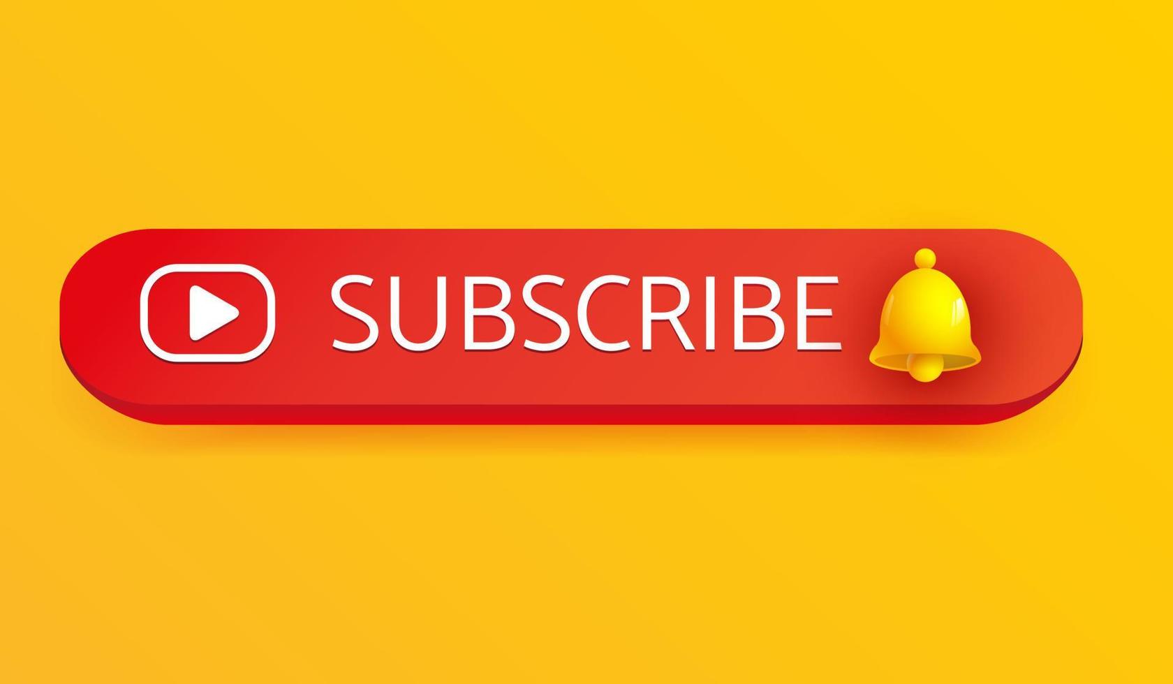 subscribe icon with yellow bell sign on yellow background for social media reminder. 3d vector illustration style