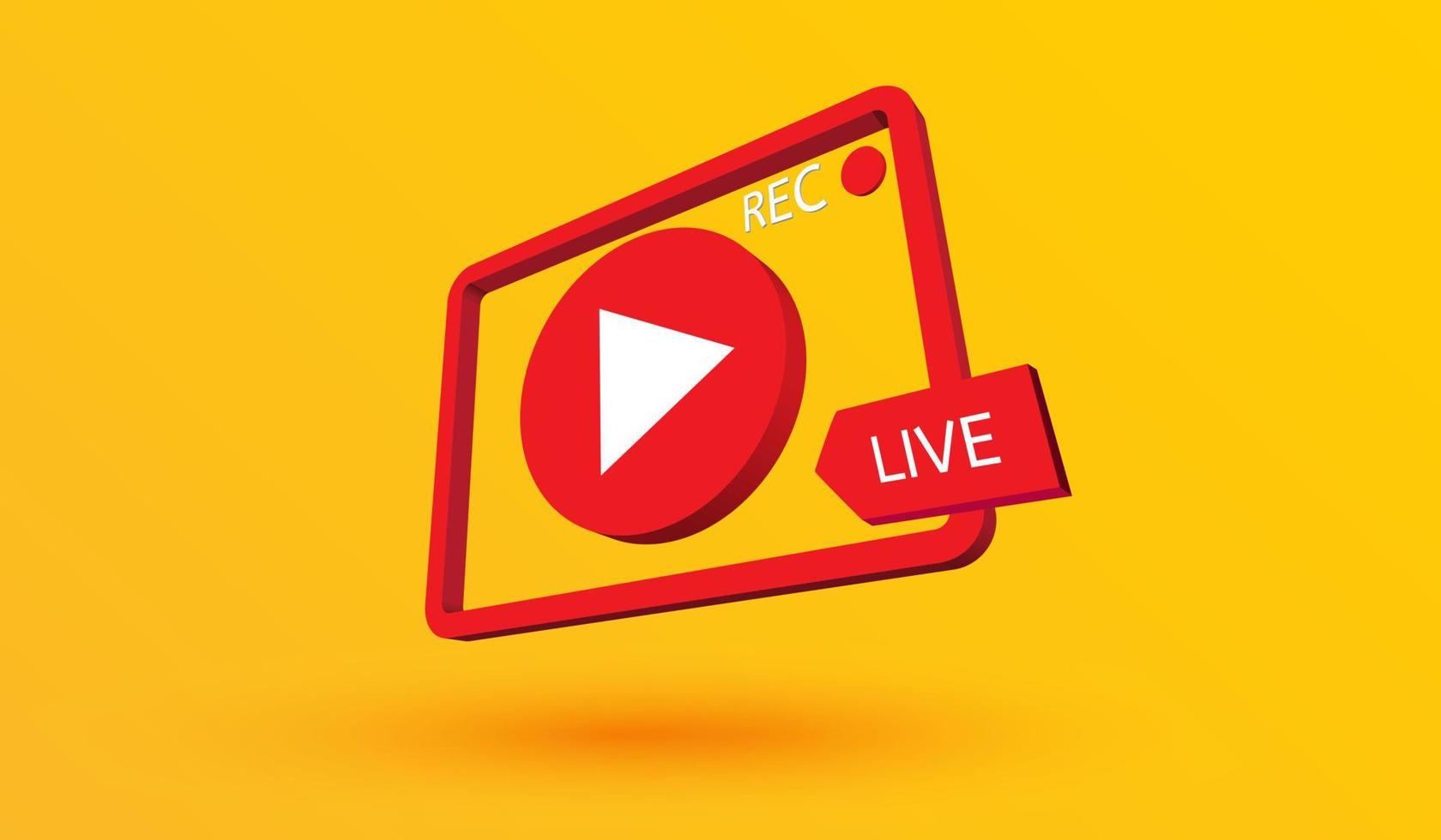 Live streaming icon. Play button video marketing layout and web symbols. channel, blogging. Social media concept for WebTemplate vector