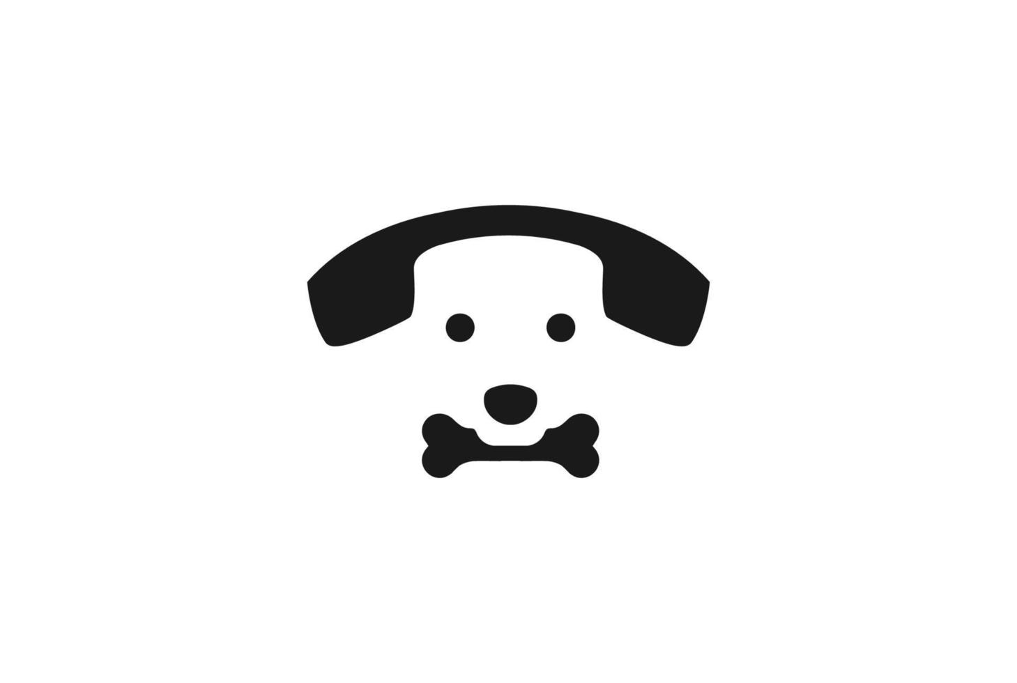 Simple Minimalist Clever Call Phone with Dog Face Logo Design Vector