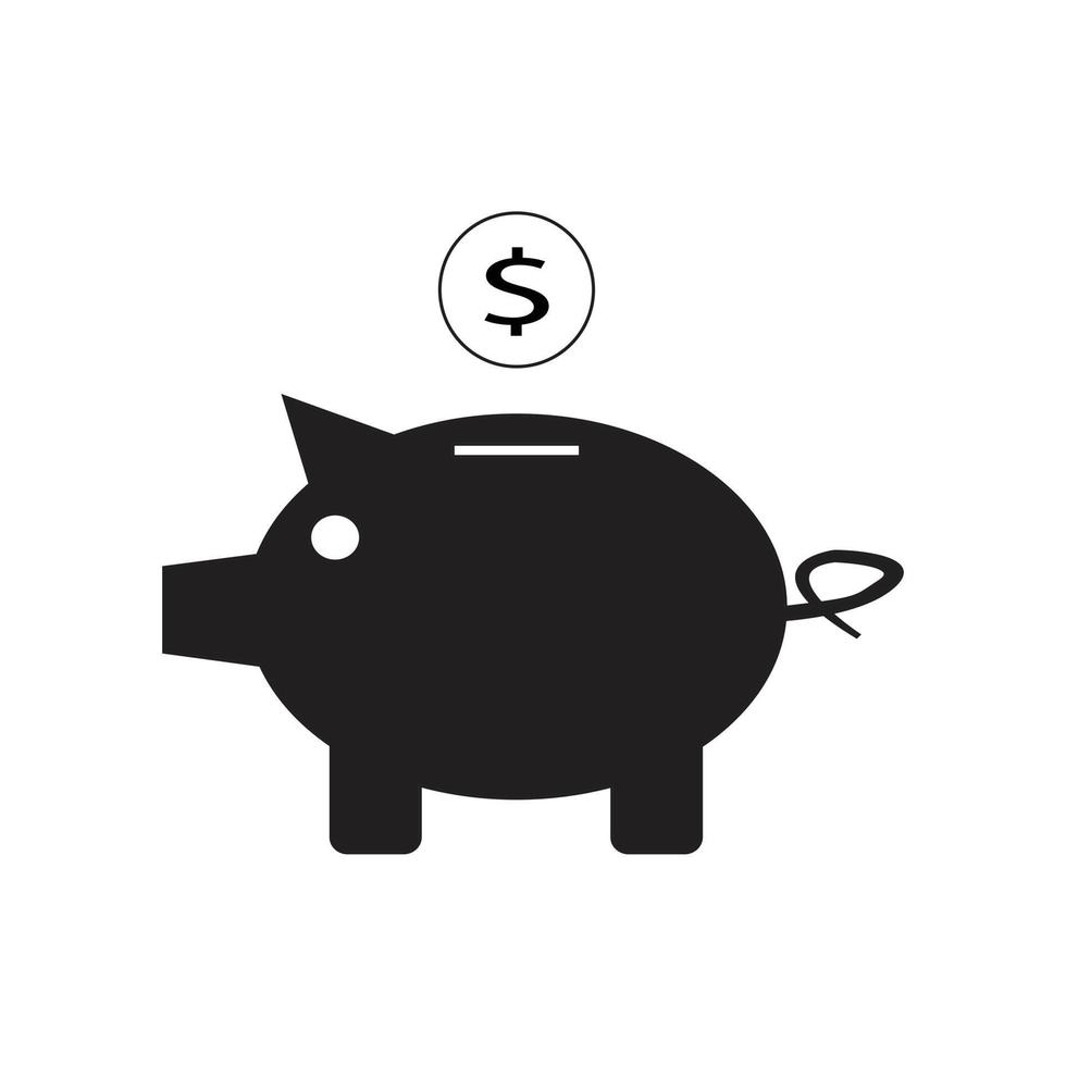 Piggy bank icon vector for computer, web and mobile apps in flat style, white background