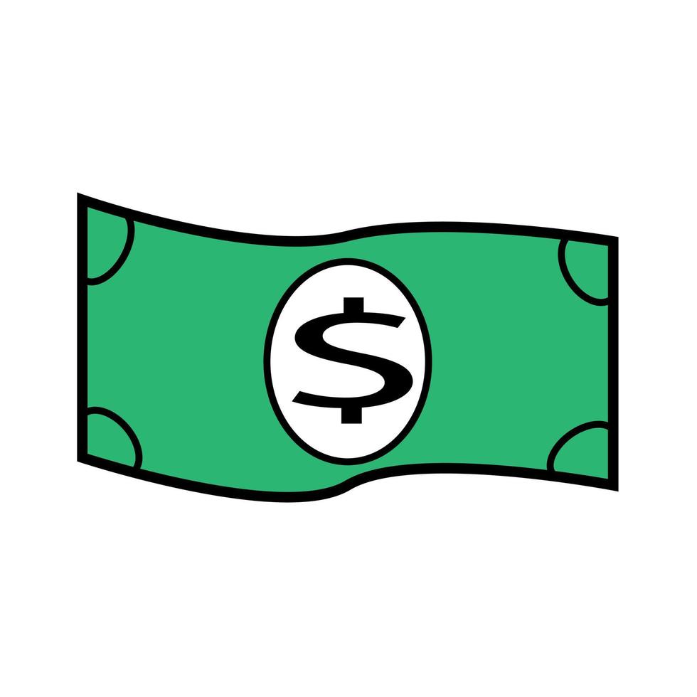 Vector dollar sign, one dollar money icon, dollar bill symbol