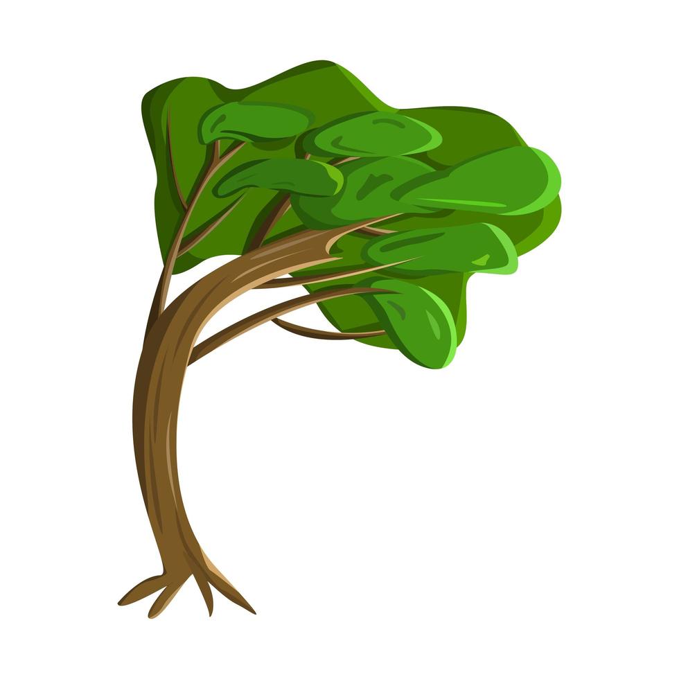 Viejo árbol alto verde realista aislado sobre fondo blanco - vector