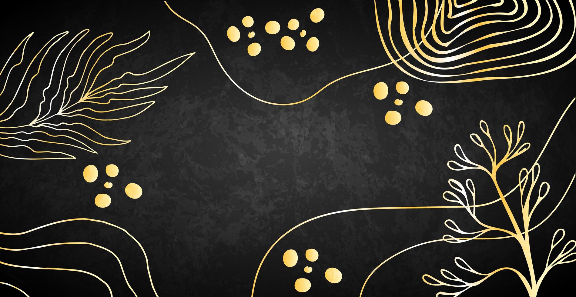 Luxury dark background with golden ornaments and lines - Vector