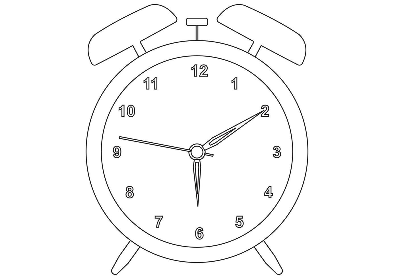 Black and white alarm clock wake-up time in flat style vector
