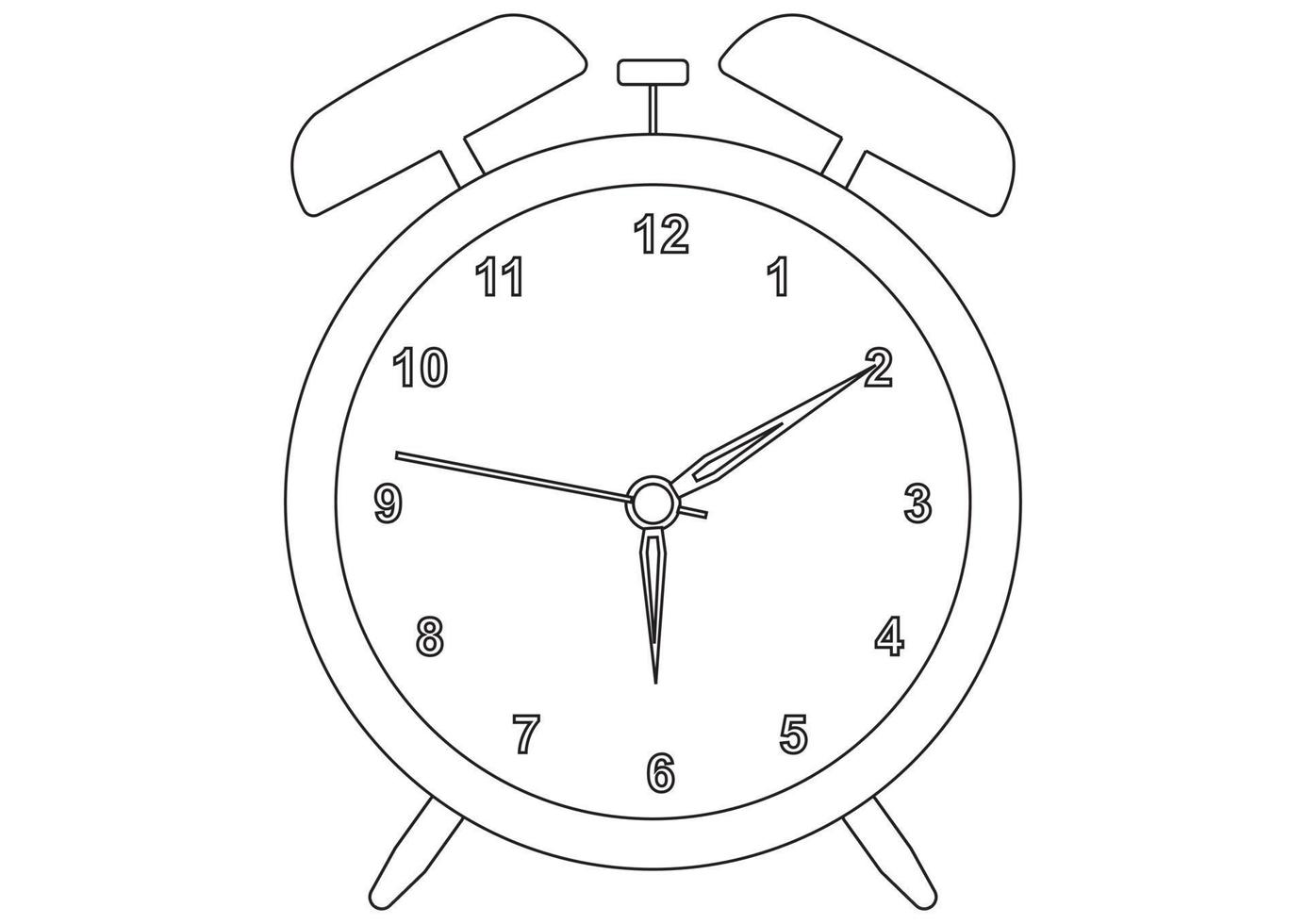 Black and white alarm clock wake-up time in flat style vector