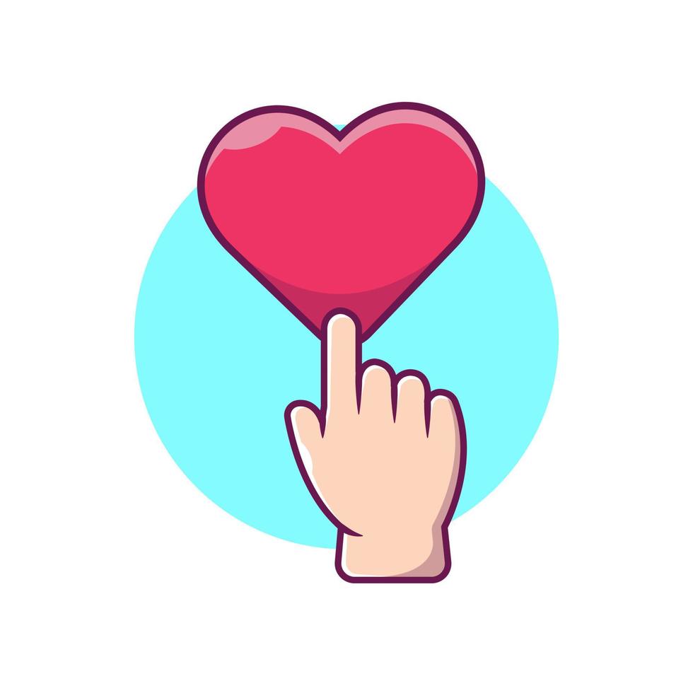 Hand Touching Love Heart Cartoon Vector Icon Illustration. People  Love Icon Concept Isolated Premium Vector. Flat Cartoon Style