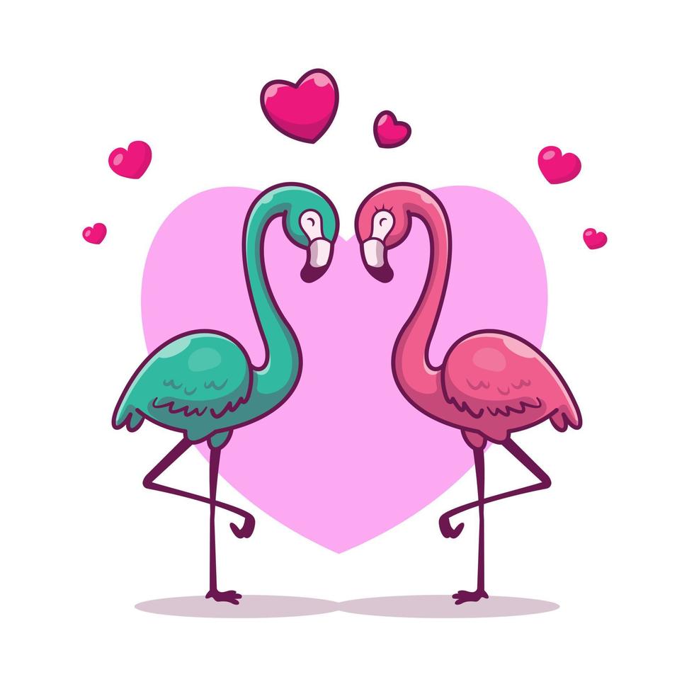 pareja flamingo enamorarse dibujos animados vector icono ilustración. concepto de icono de naturaleza animal vector premium aislado. estilo de dibujos animados plana