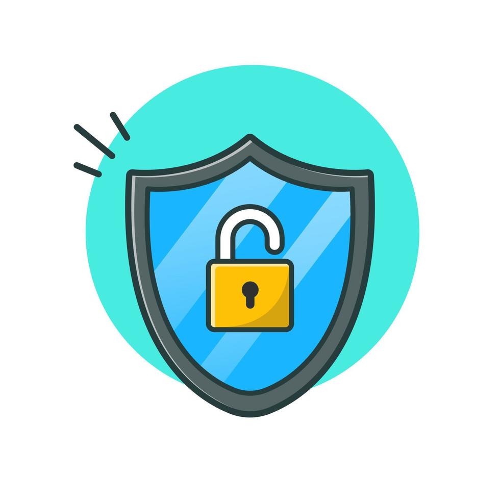 Security Shield With Padlock Cartoon Vector Icon Illustration. Business  Object Icon Concept Isolated Premium Vector. Flat Cartoon Style