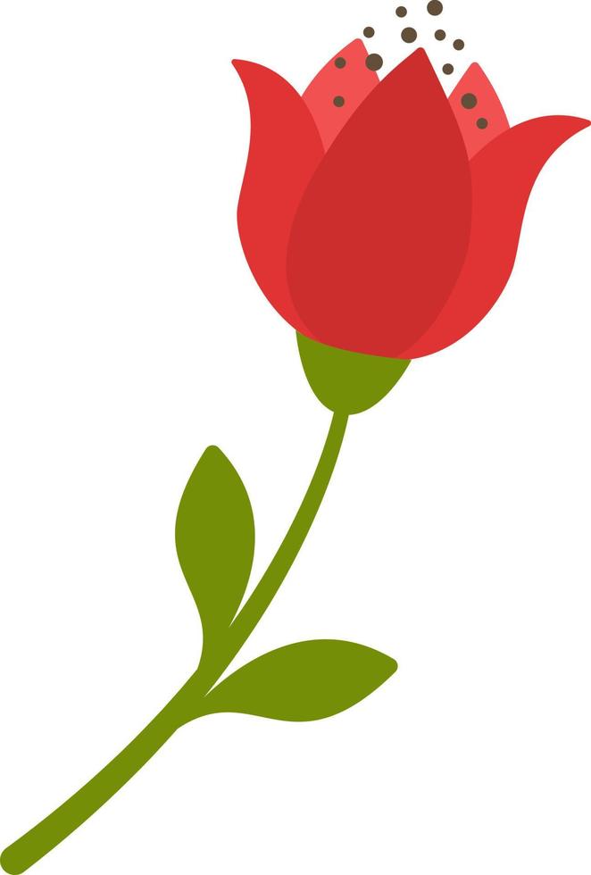 Stylized red flower highlighted on a white background. Vector flower in cartoon style.Vector illustration for greetings, weddings, flower design.