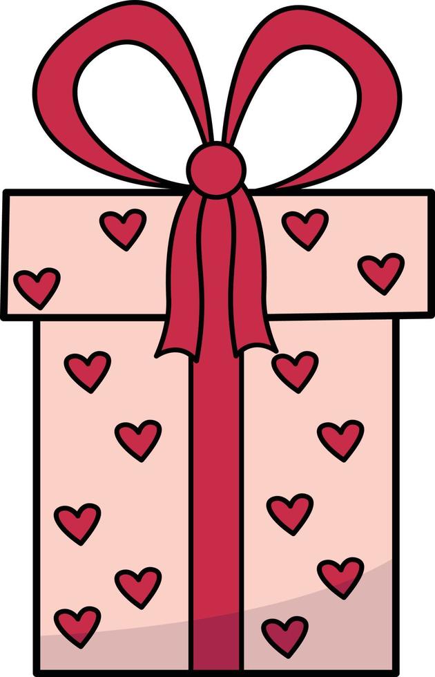 Vector image of a gift with hearts for Valentine's Day and New Year. A declaration of love.A holiday card.  Design for the Internet, banners, web pages and mobile applications, books, magazines, icons