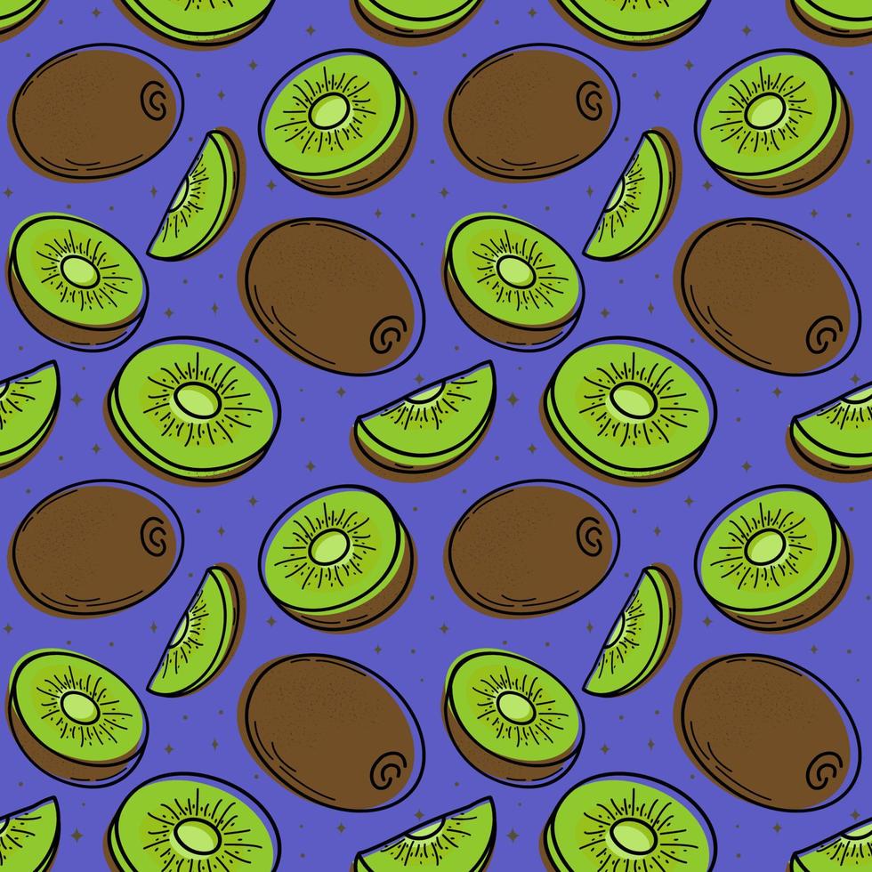 Painted seamless background with kiwi, abstract repeating pattern. For paper, cover, fabric, healthy food background, gift wrapping, wall art, interior decor. Illustration of food. vector
