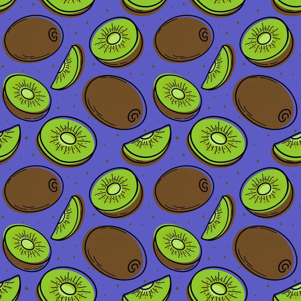 Painted seamless background with kiwi, abstract repeating pattern. For paper, cover, fabric, healthy food background, gift wrapping, wall art, interior decor. Illustration of food. vector