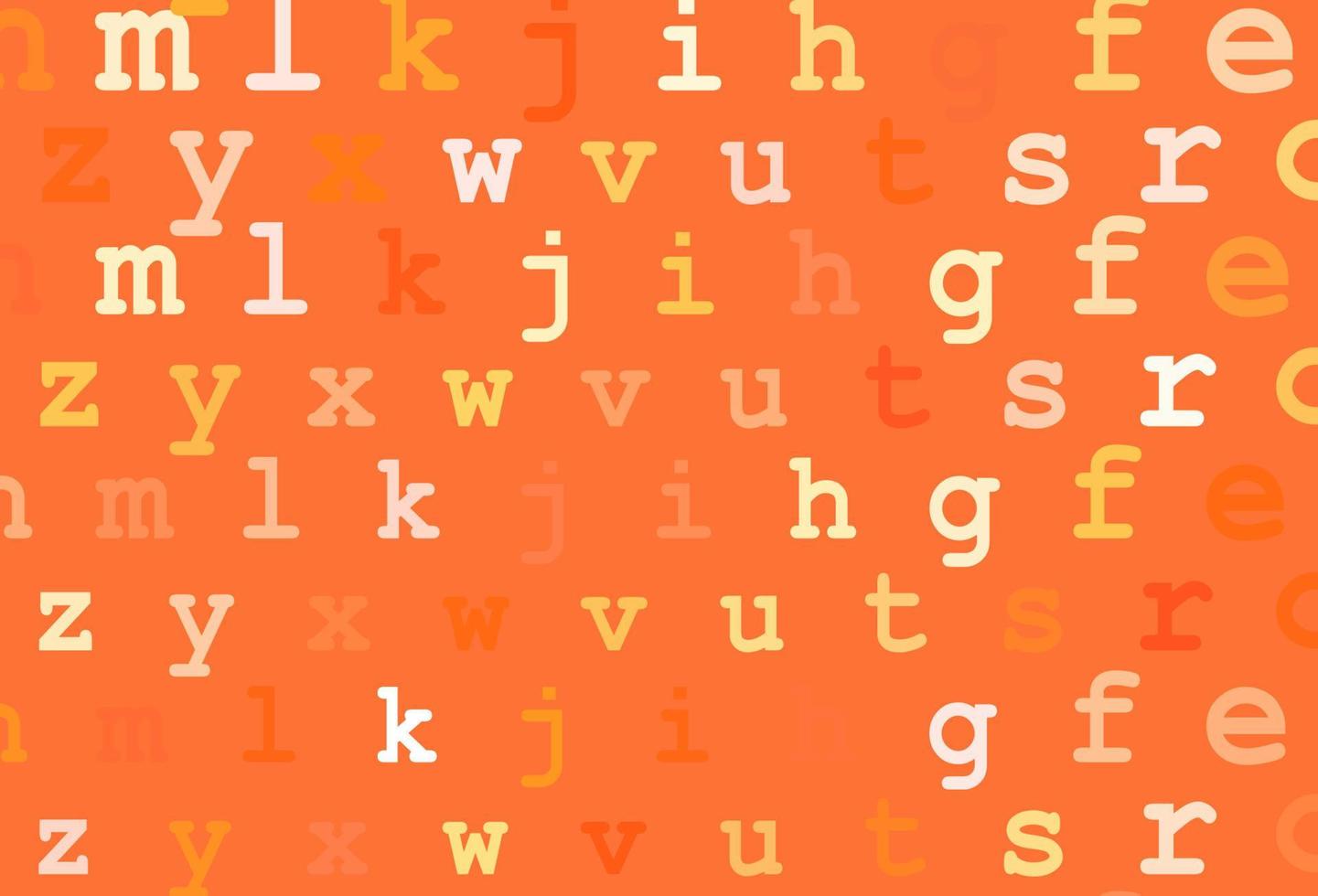Light yellow, orange vector layout with latin alphabet.