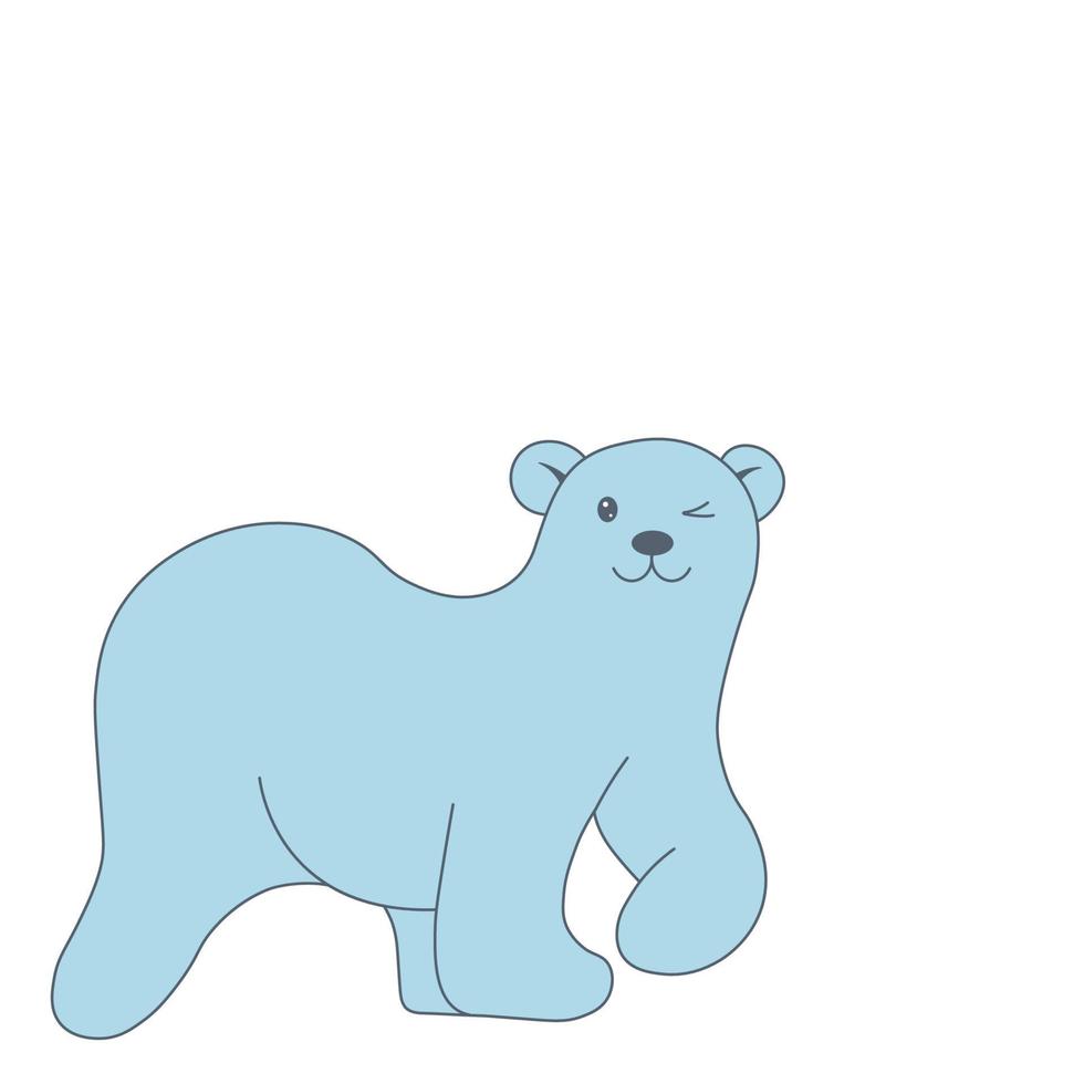 Hand-drawn blue bear, vector image, flat vector, isolate on white background