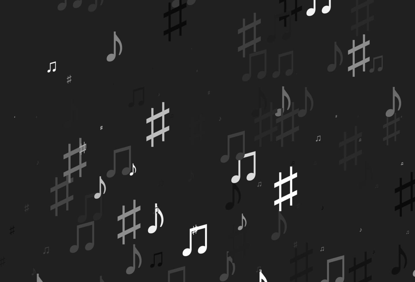 textura de vector gris plateado claro con notas musicales.