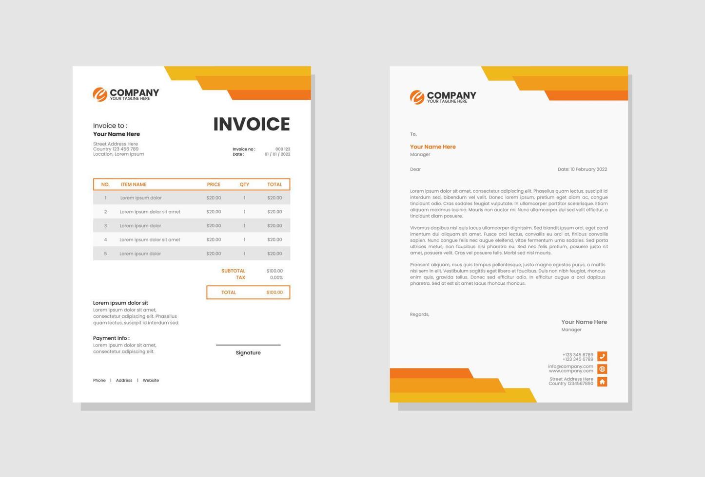 Professional Business company invoice vector