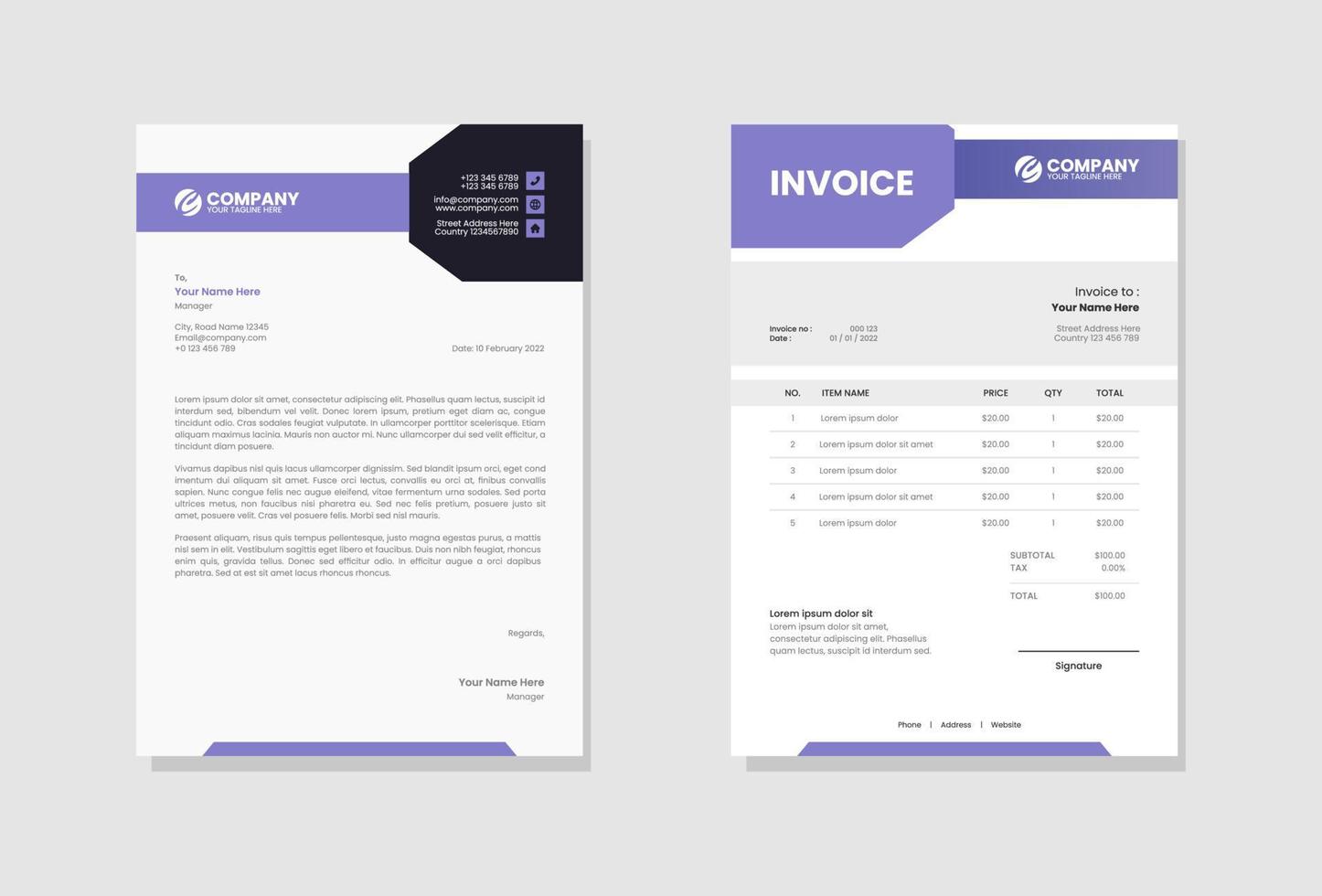 Business company invoice template vector