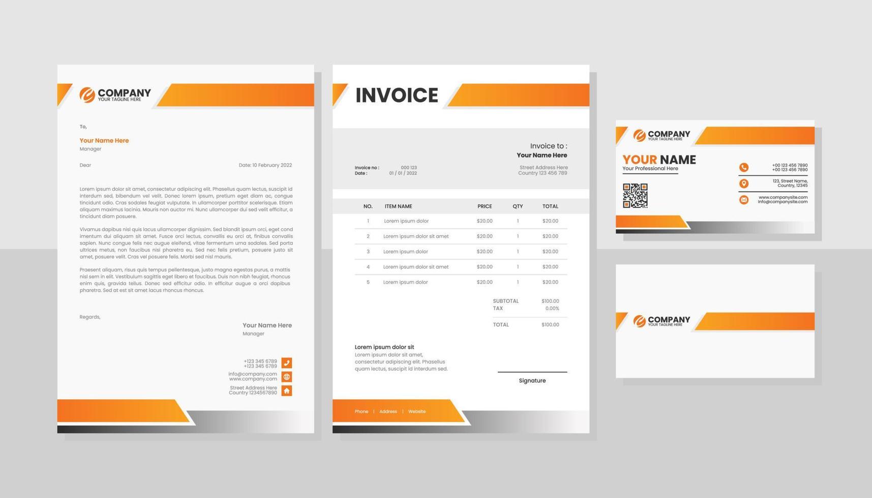 Corporate business stationery pack template vector