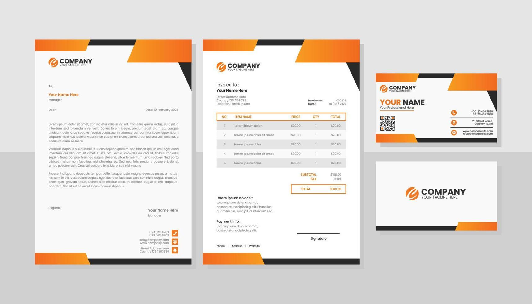 Corporate business stationery pack template vector