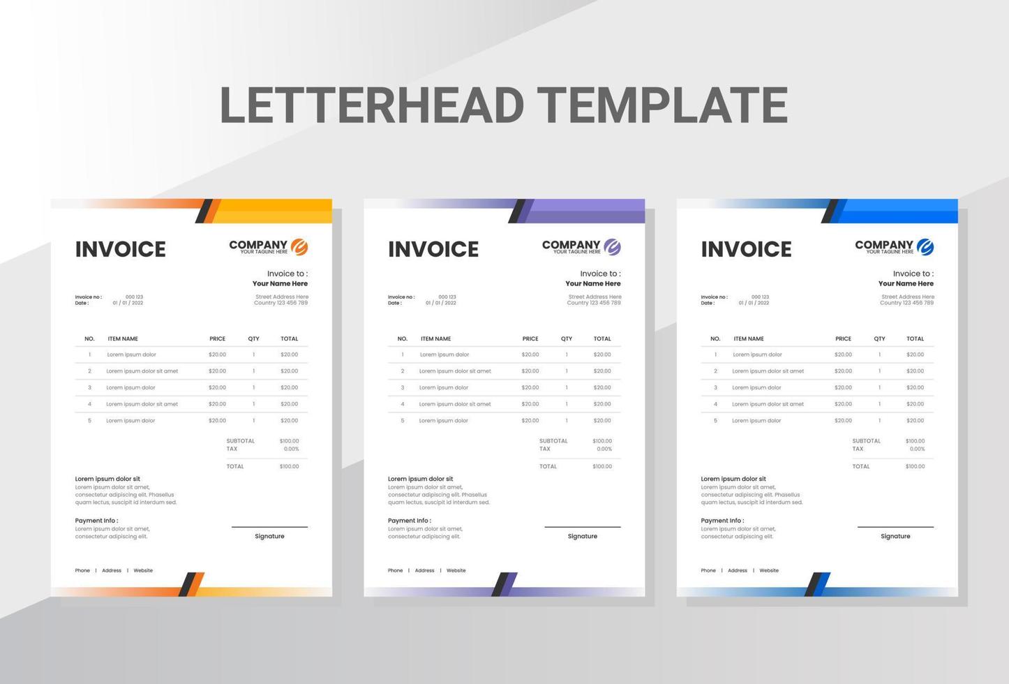 Corporate business invoice template vector