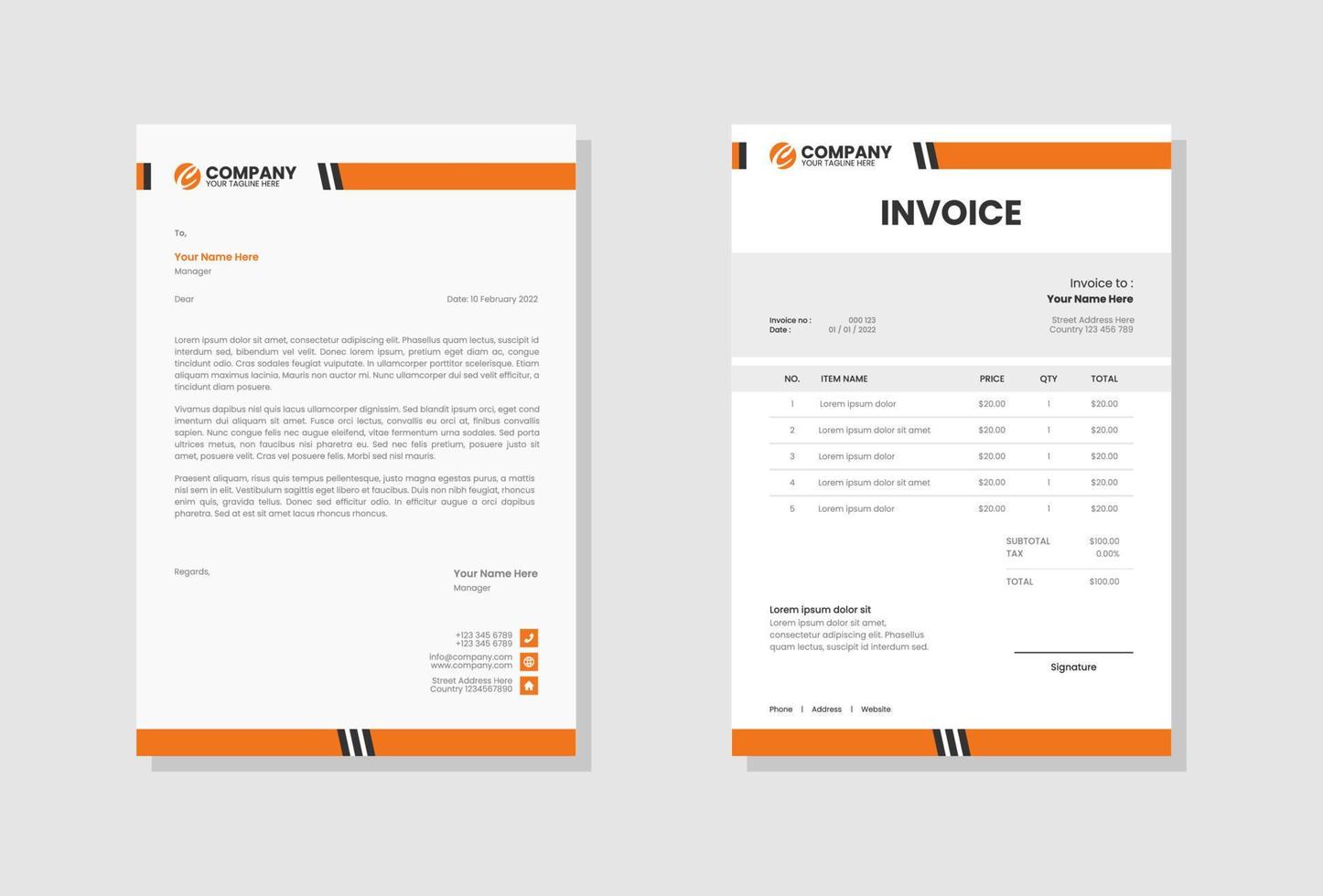 Modern company Letterhead and invoice template vector