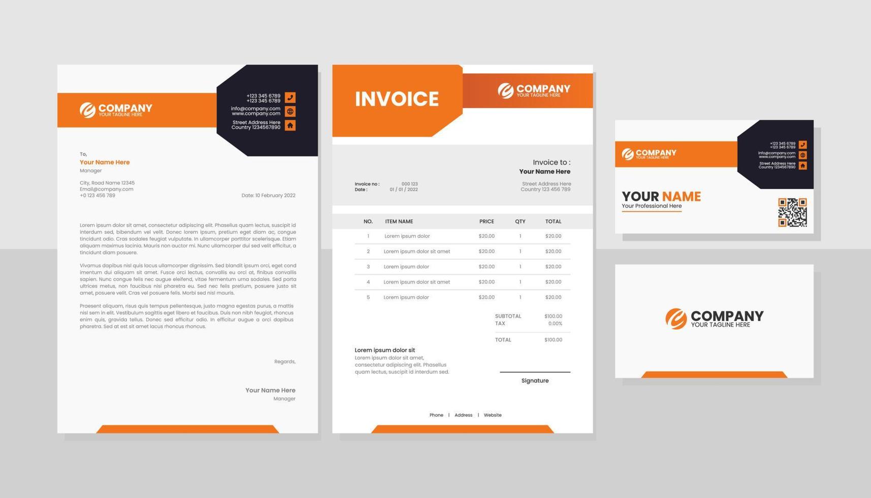 Corporate business stationery pack template vector