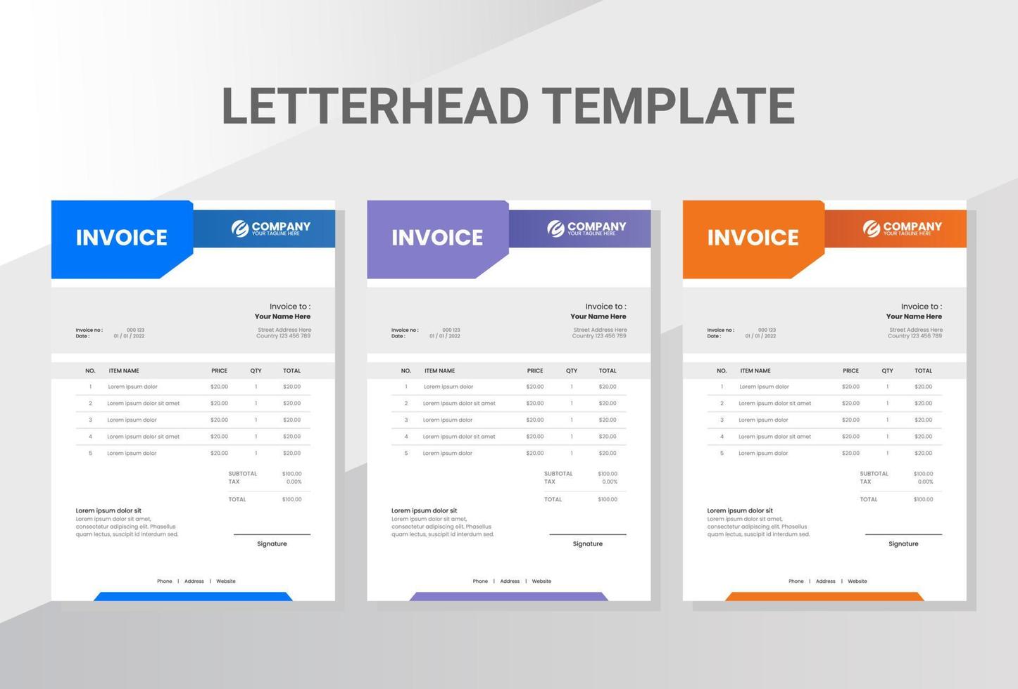 Corporate business invoice template vector