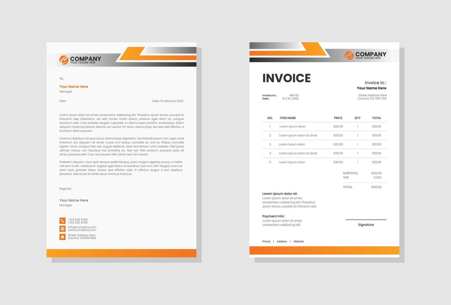 Corporate business invoice template vector