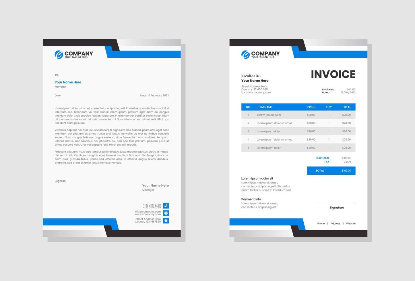 Modern and clean invoice template vector