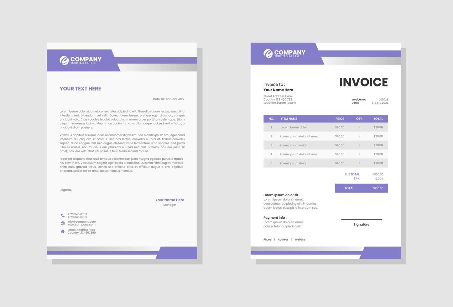 Business company invoice template vector