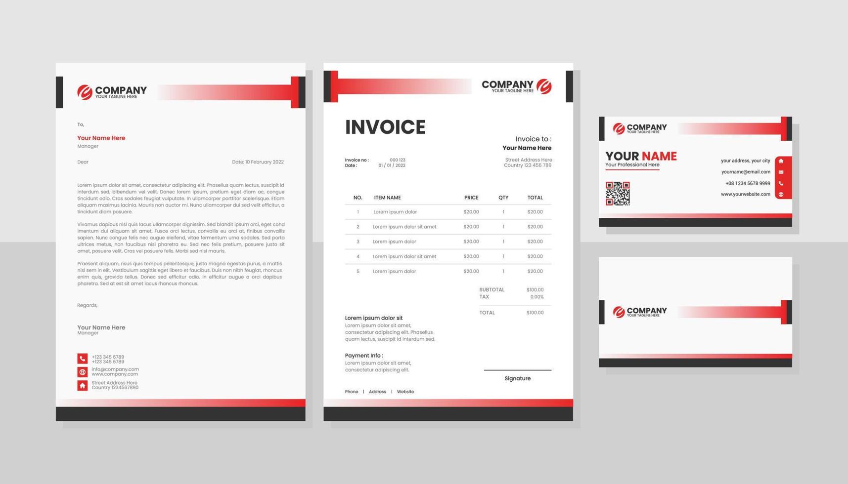 Modern set of stationery business pack vector