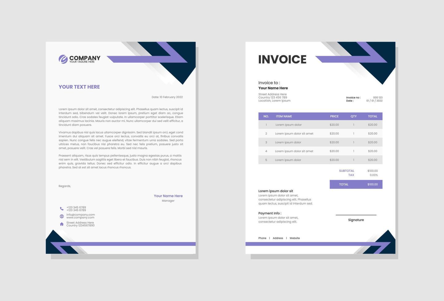 Professional Business company invoice vector