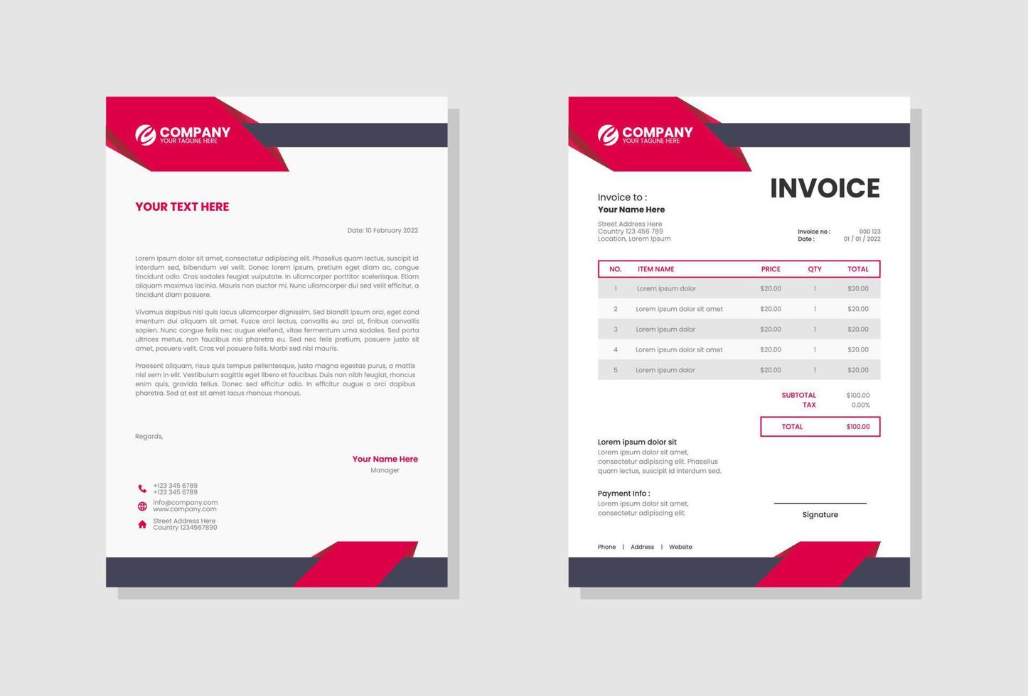 Professional Business company invoice vector