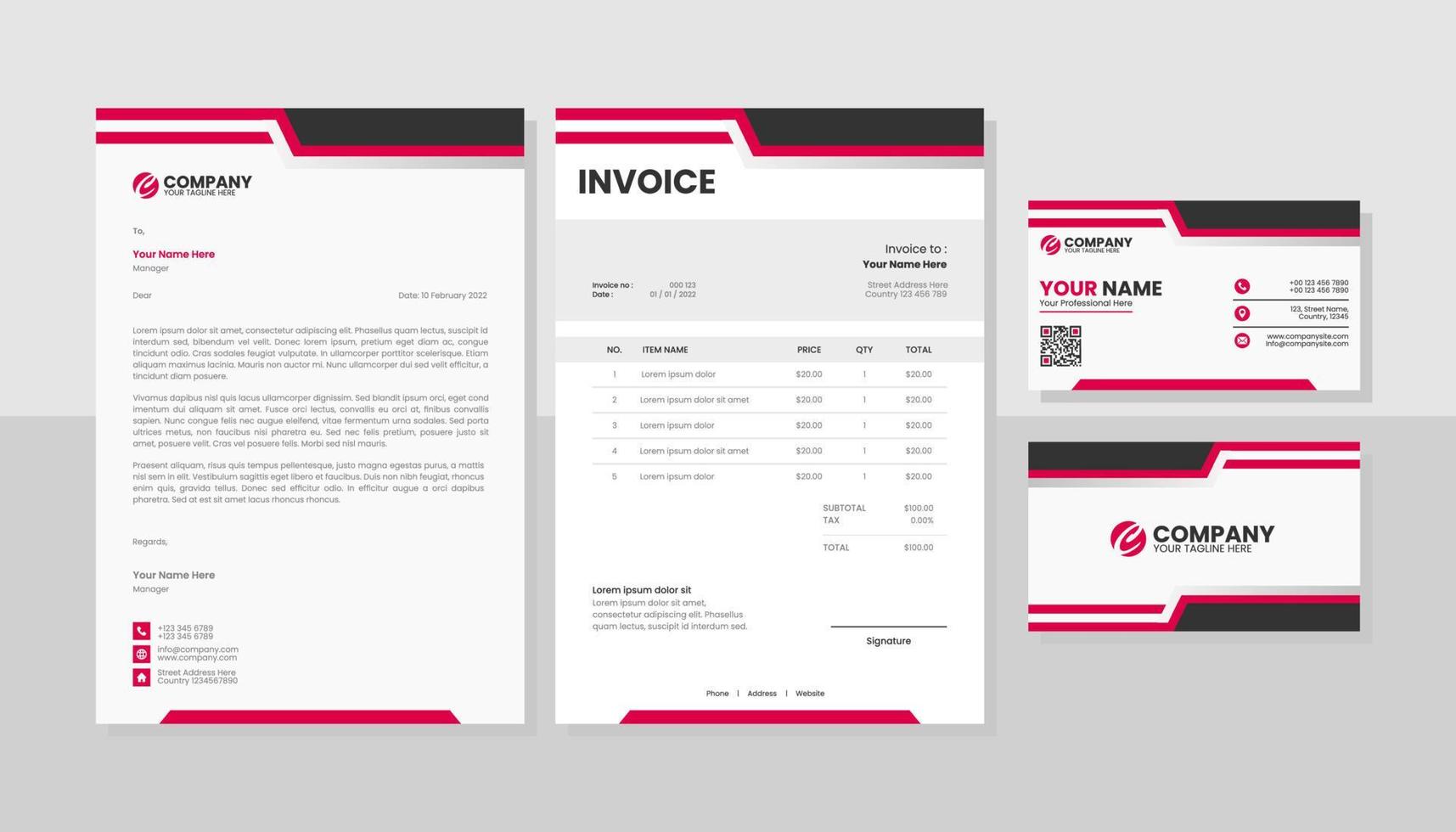 Modern set of stationery business pack vector