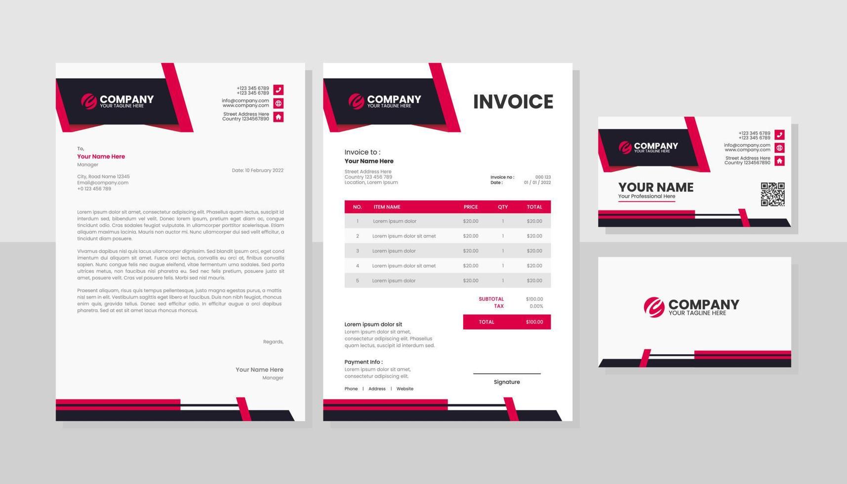 Corporate business stationery pack template vector