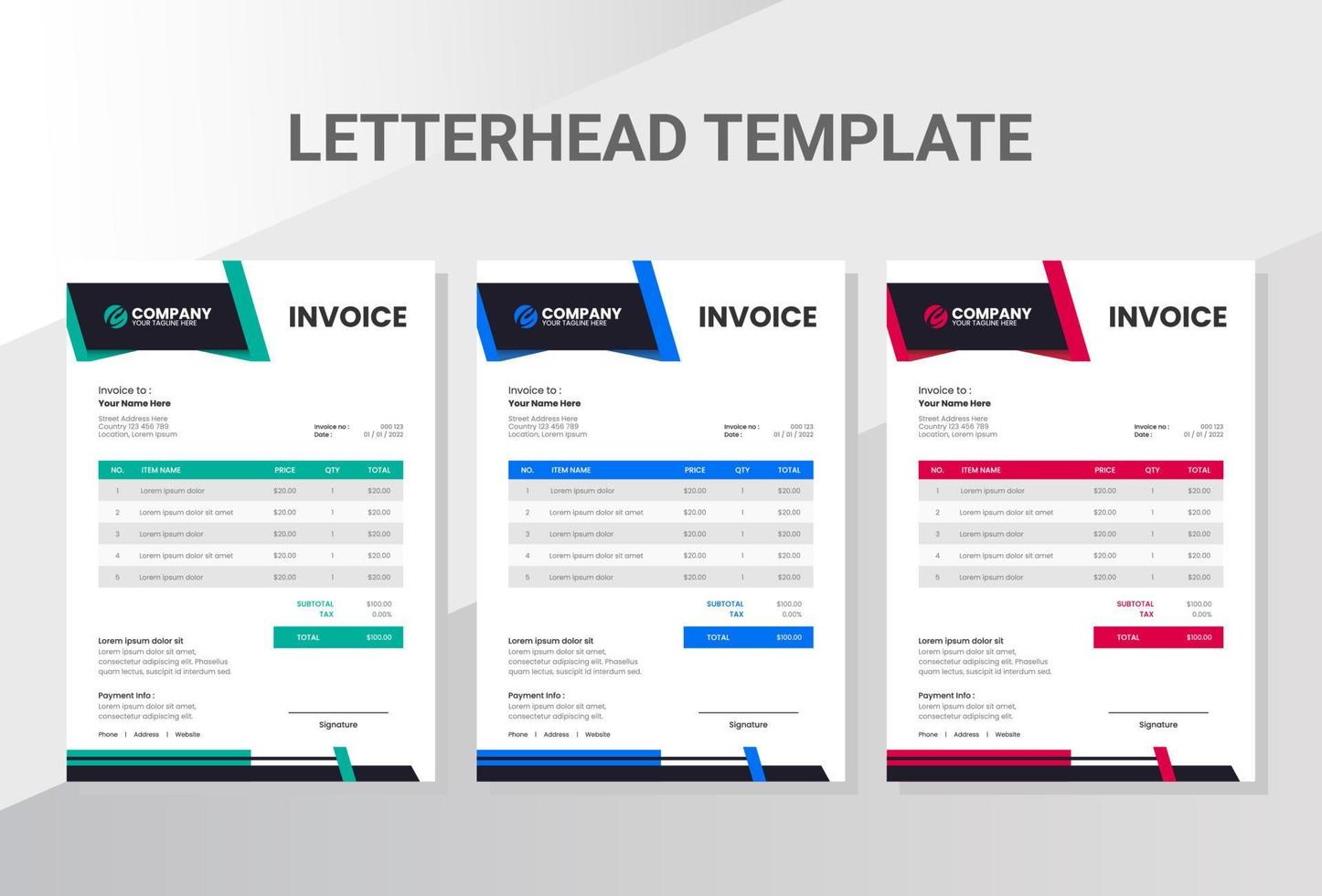 plantilla de factura de empresa comercial vector