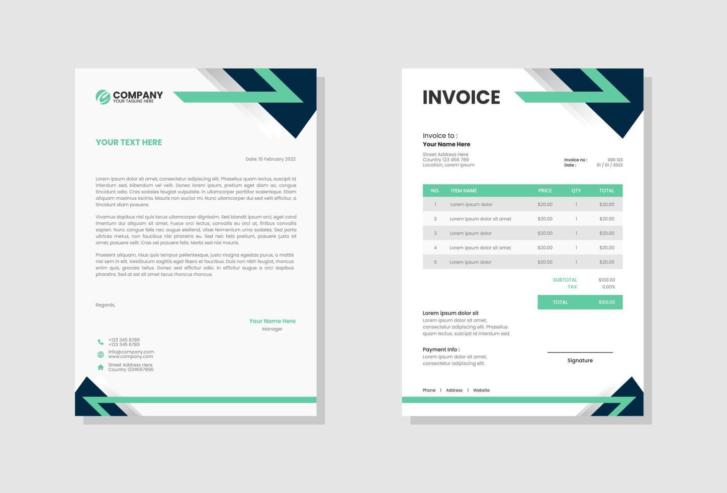 Modern and clean invoice template vector