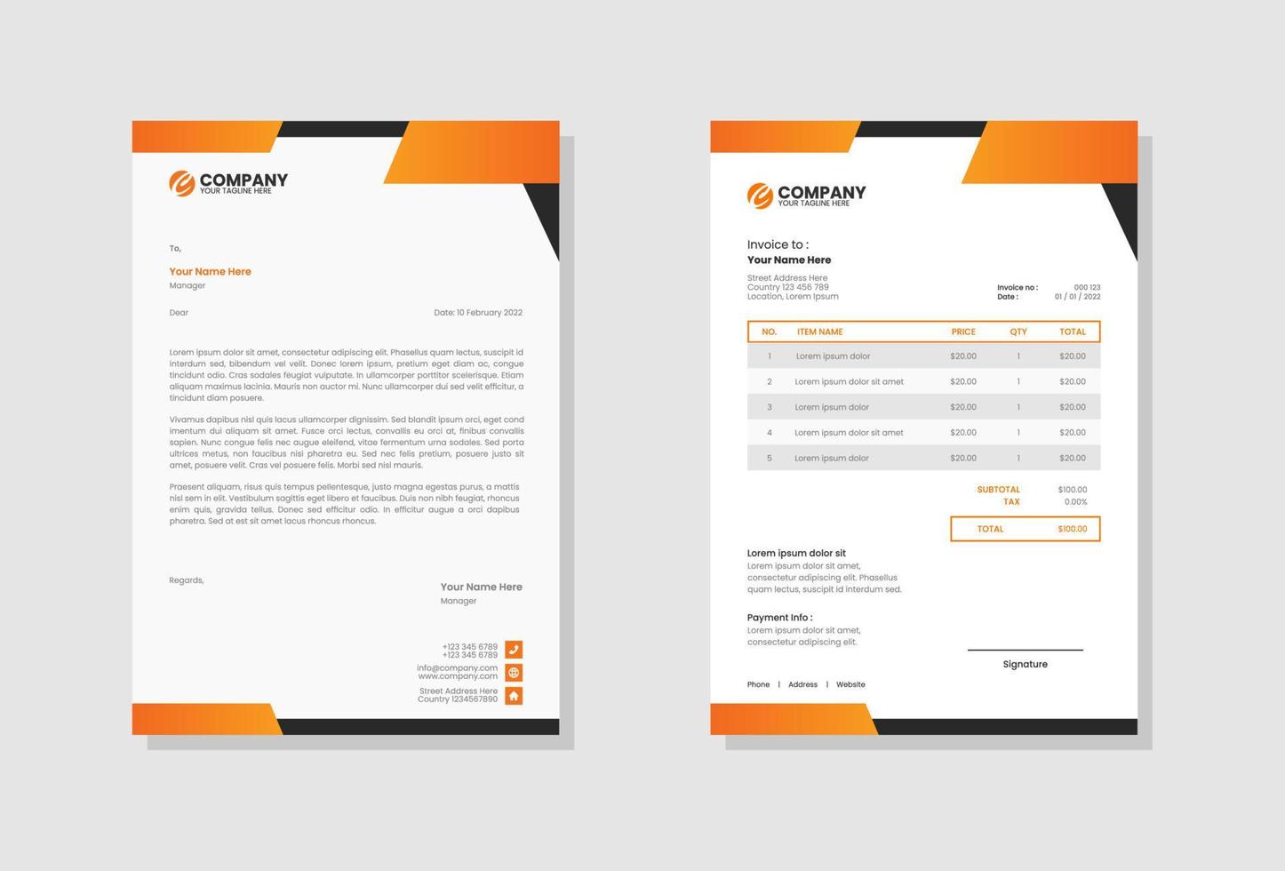 plantilla de factura de empresa comercial vector