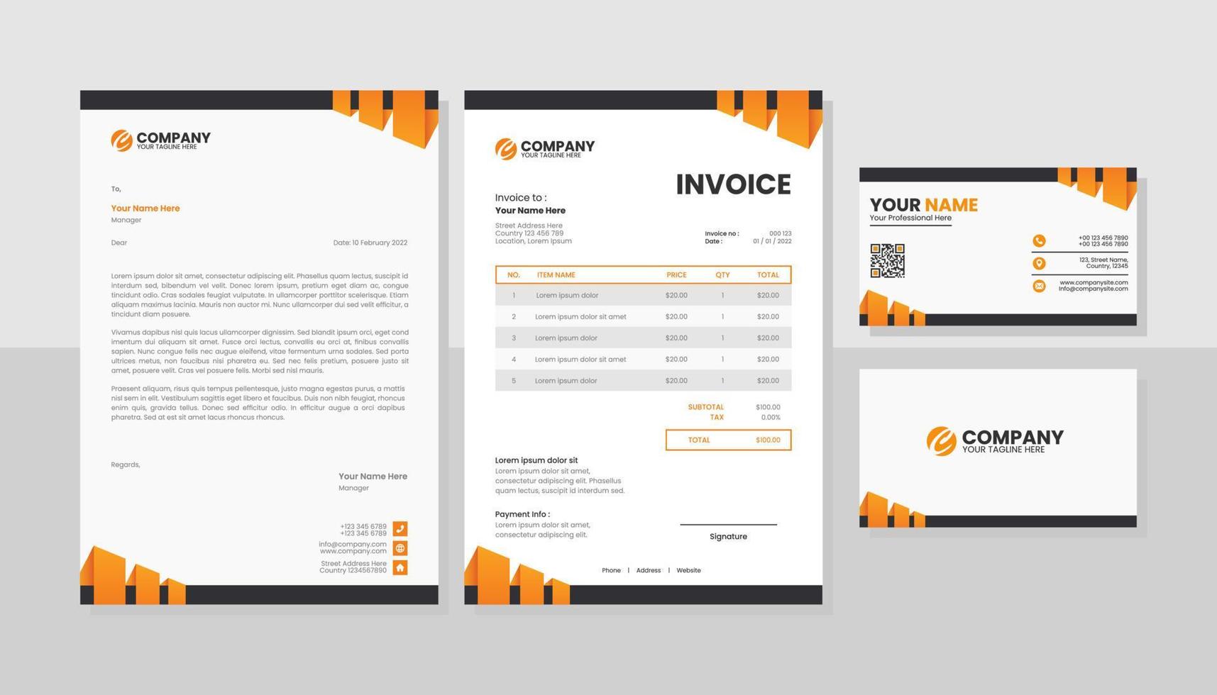 Modern set of stationery business pack vector