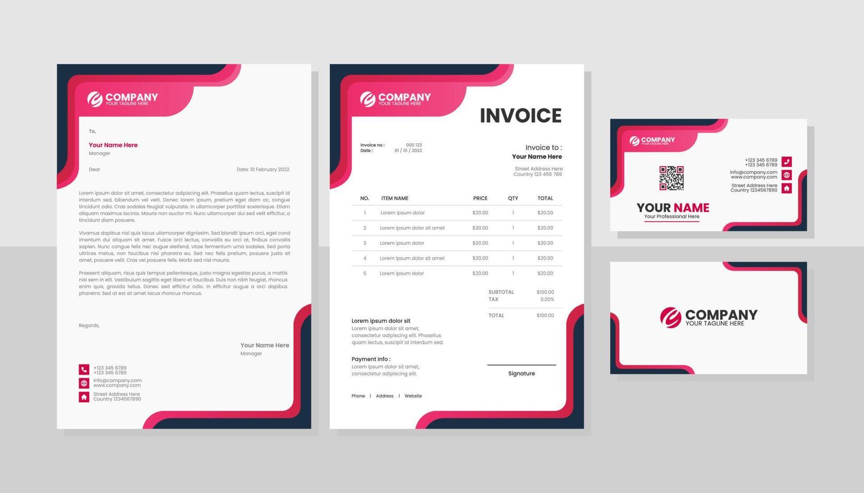 Modern set of stationery business pack vector
