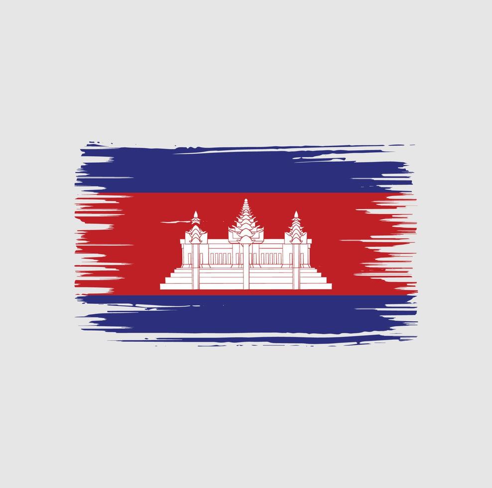 diseño de pincel de bandera de camboya. bandera nacional vector