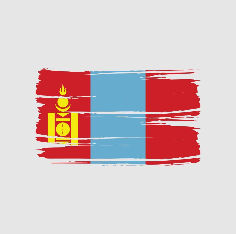 pincel de bandera de mongolia. bandera nacional vector