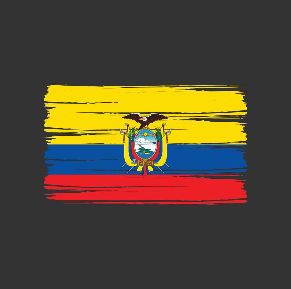 trazos de pincel de la bandera de ecuador. bandera nacional vector