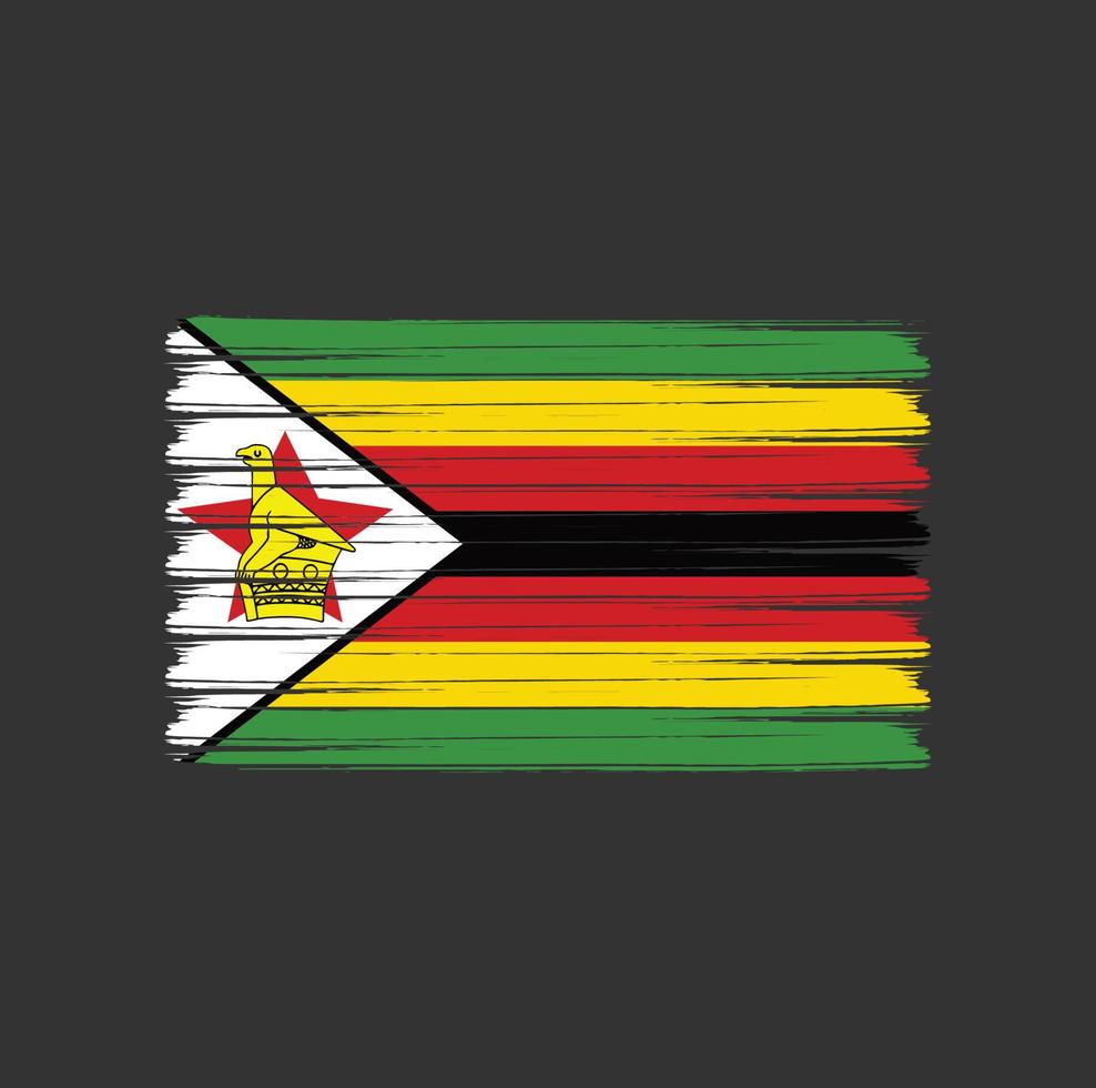 trazos de pincel de bandera de zimbabwe. bandera nacional vector