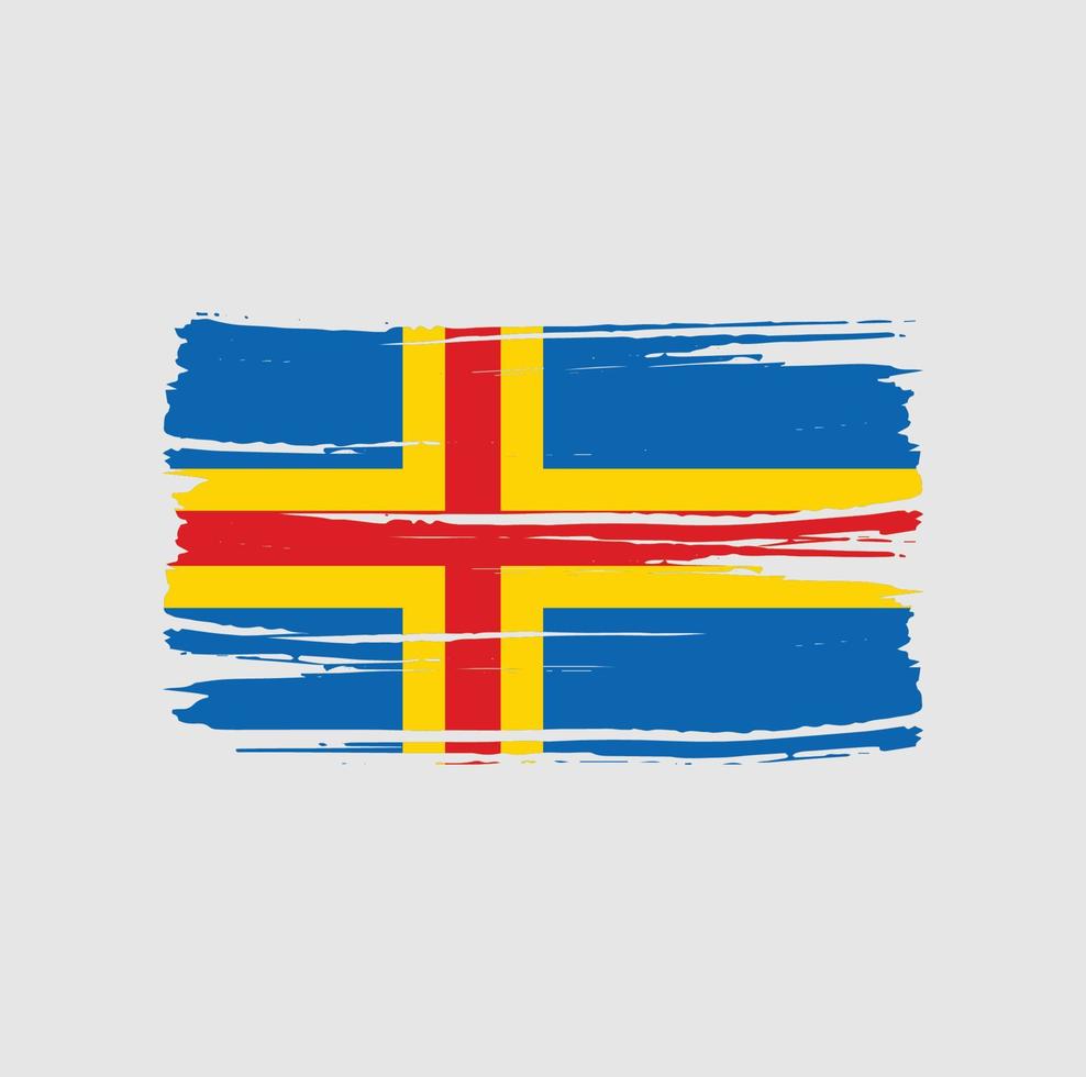 pincel de bandera de las islas aland. bandera nacional vector