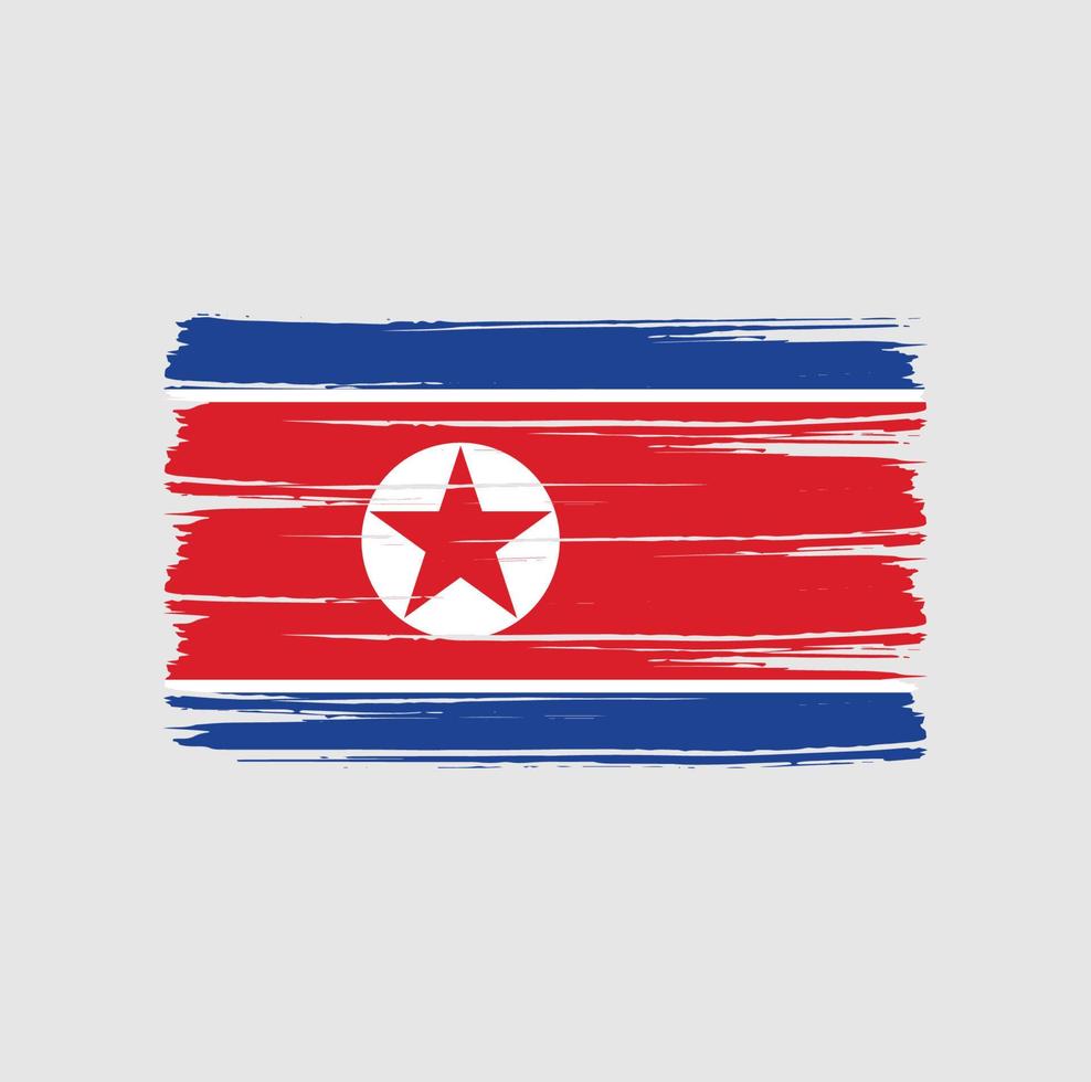 trazos de pincel de bandera de corea del norte. bandera nacional vector