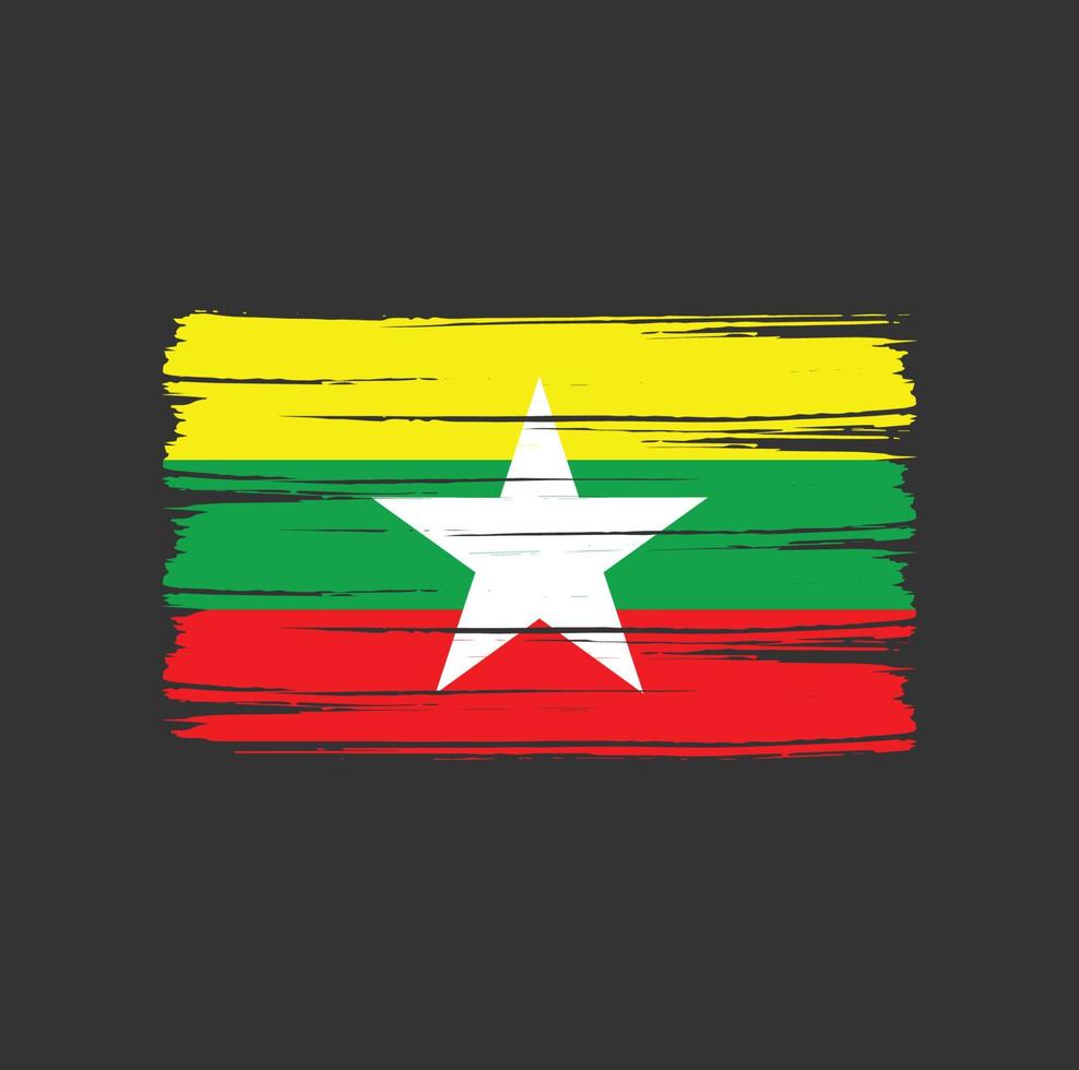 Myanmar Flag Brush Strokes. National Flag vector