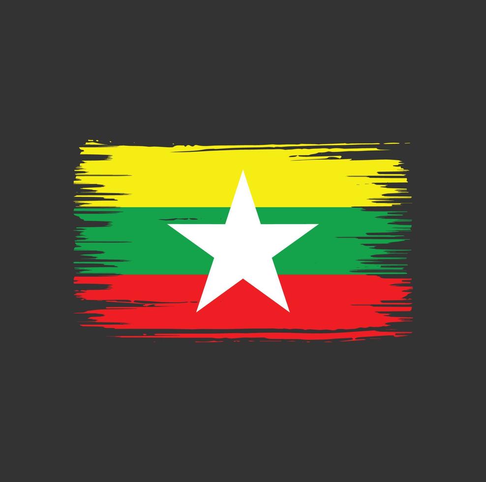 diseño de pincel de bandera de myanmar. bandera nacional vector