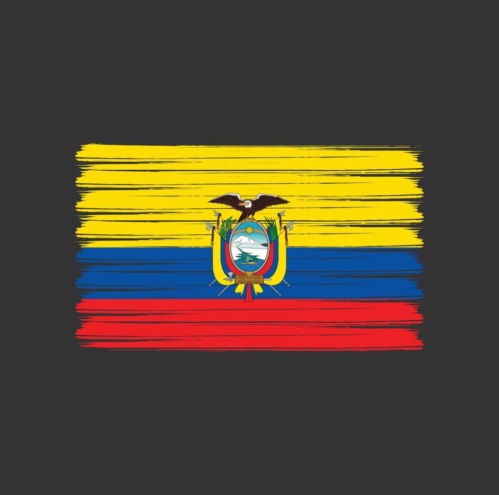 trazos de pincel de la bandera de ecuador. bandera nacional vector